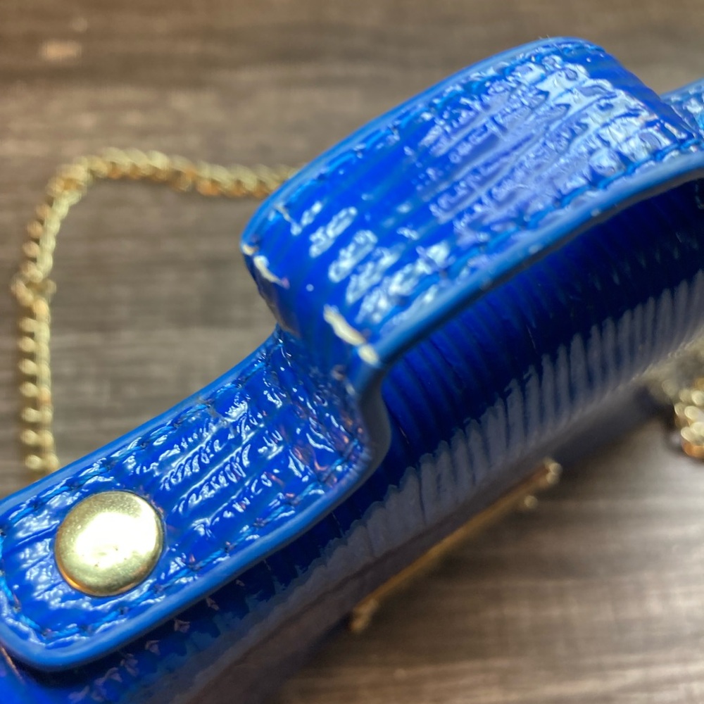 Blue Patent Leather Chain Strap Bag - Picture 8 of 11
